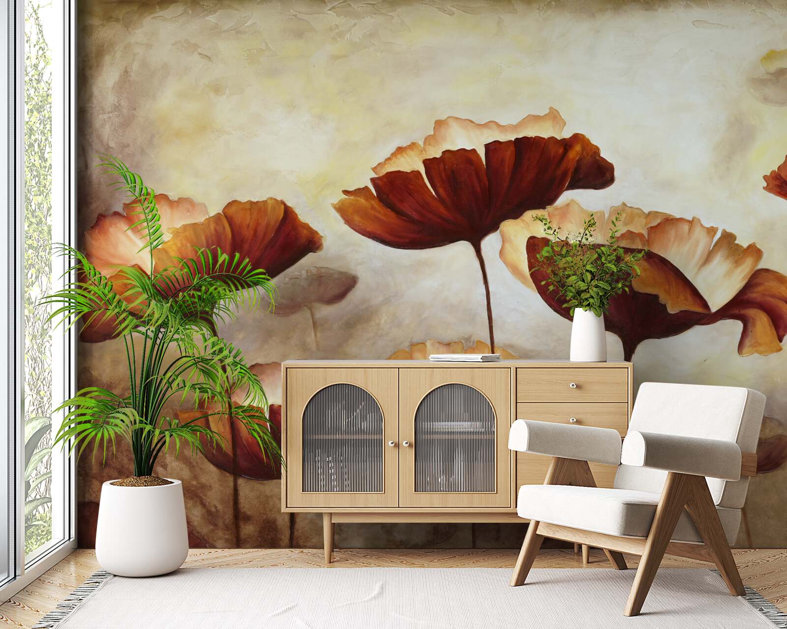 Fototapet maci roșii subțiri întâlnesc zorii