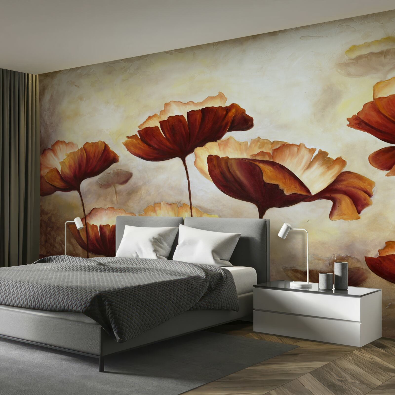 Fototapet maci roșii subțiri întâlnesc zorii