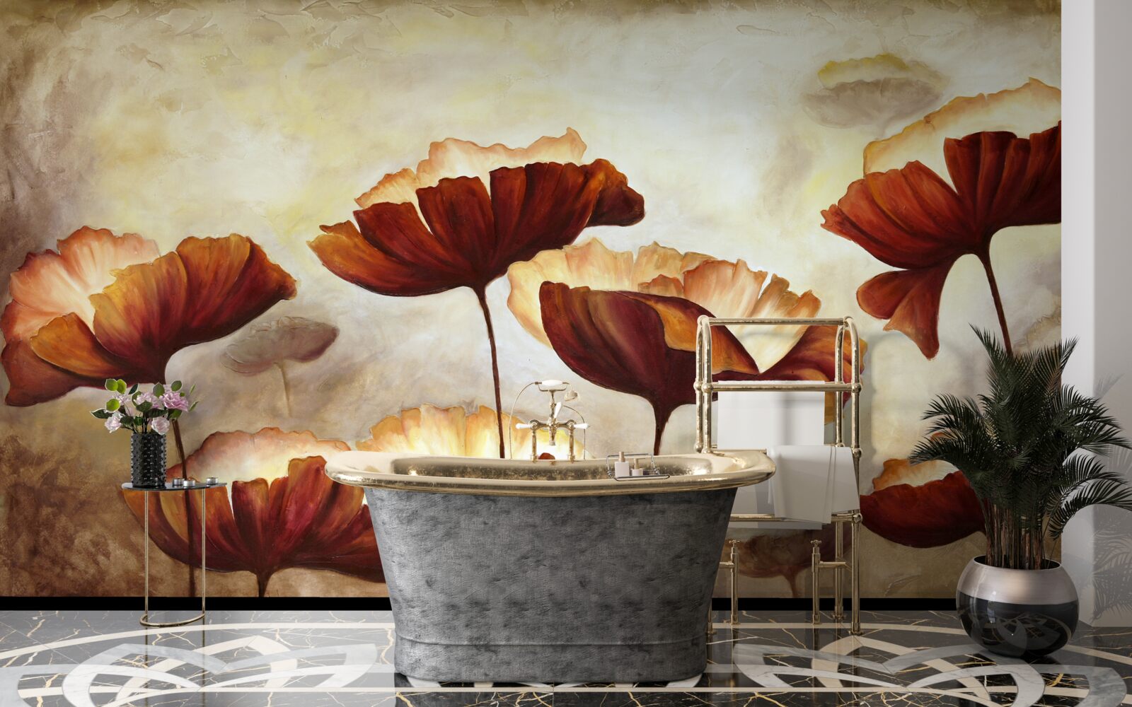 Fototapet maci roșii subțiri întâlnesc zorii