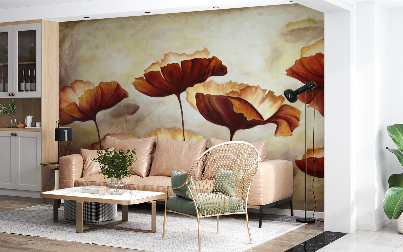 Fototapet maci roșii subțiri întâlnesc zorii