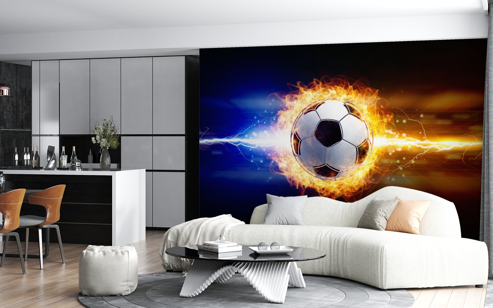 Fototapet fotbal învăluit în flăcări