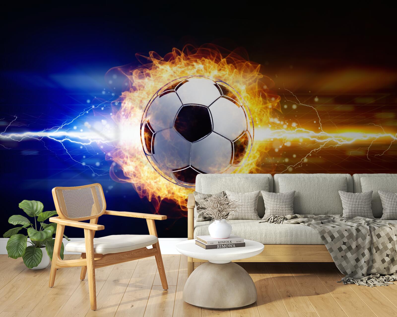 Fototapet fotbal învăluit în flăcări