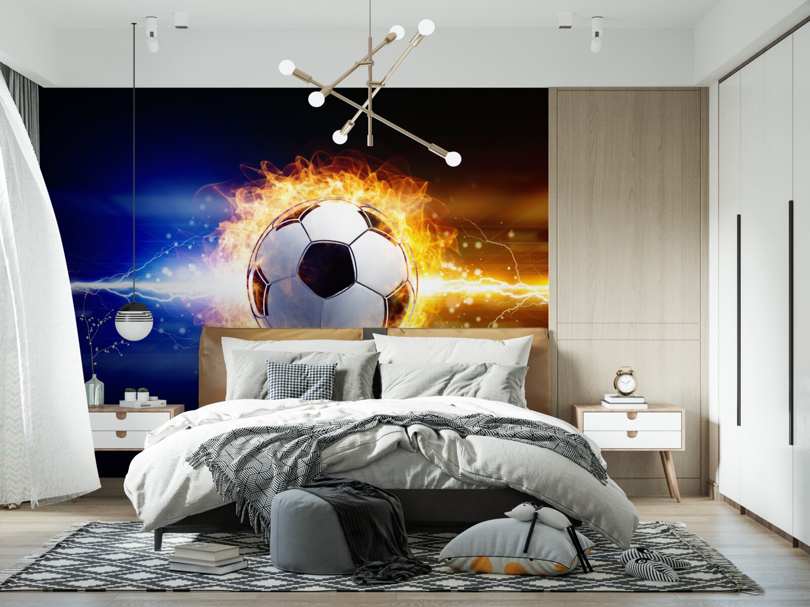 Fototapet fotbal învăluit în flăcări