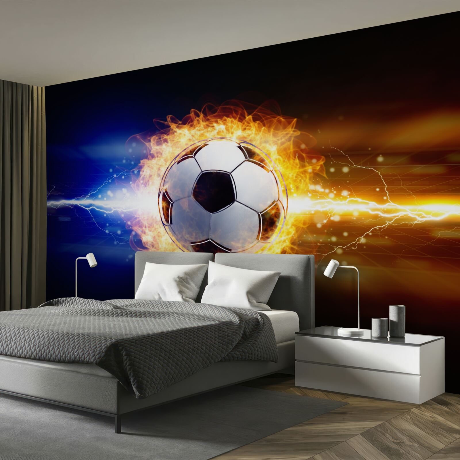 Fototapet fotbal învăluit în flăcări