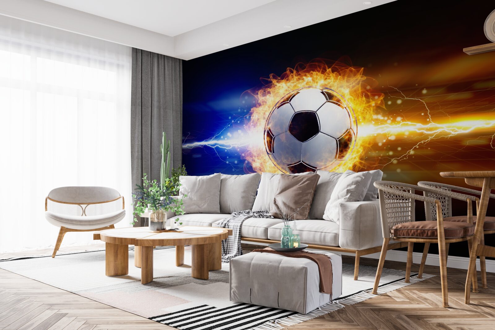 Fototapet fotbal învăluit în flăcări