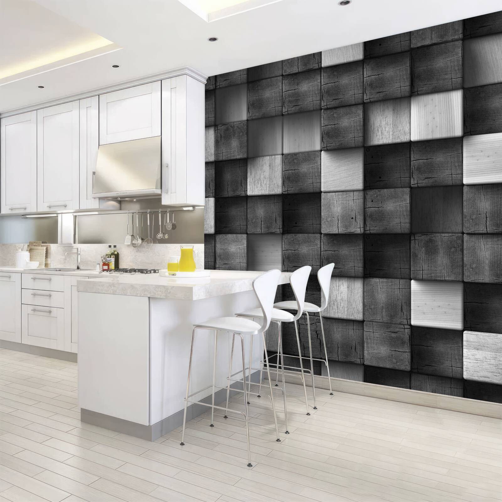 Fototapet cuburi 3d alb-negru