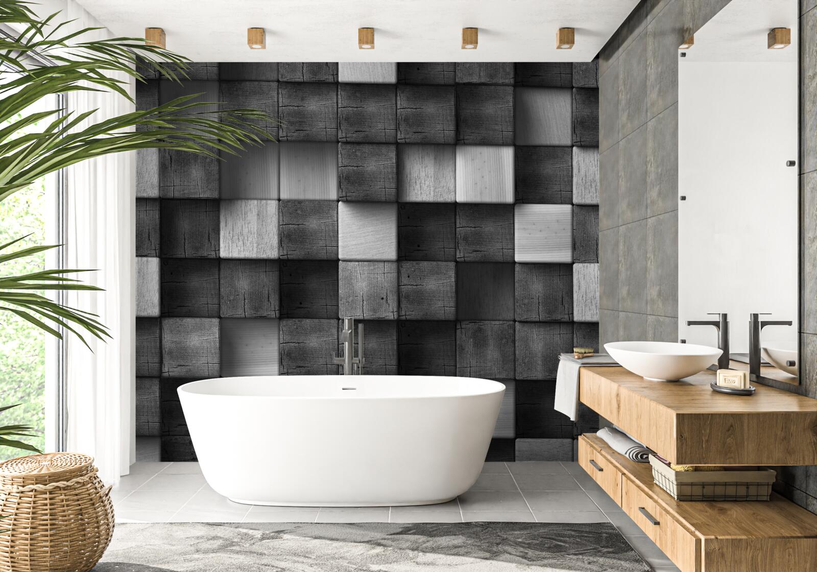 Fototapet cuburi 3d alb-negru