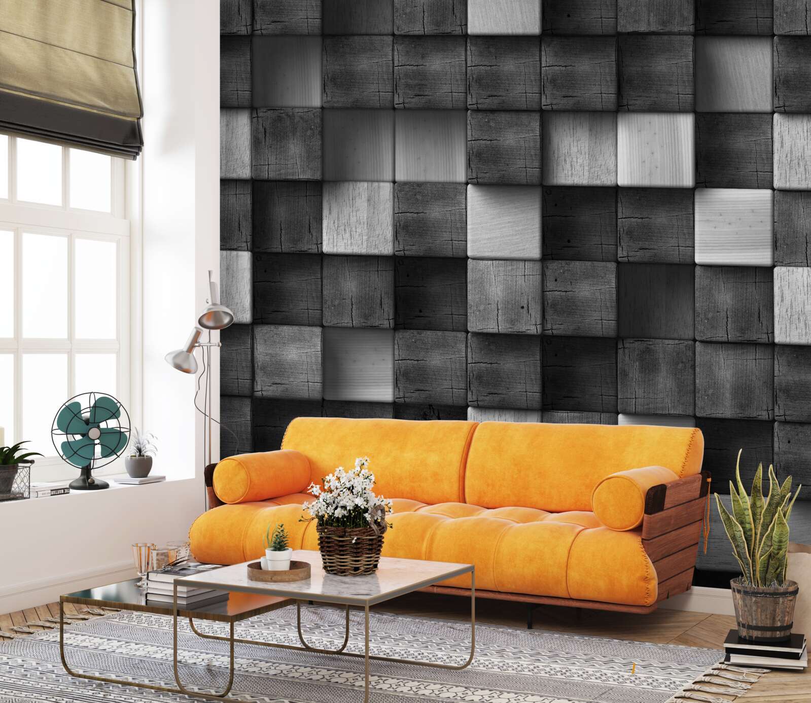 Fototapet cuburi 3d alb-negru