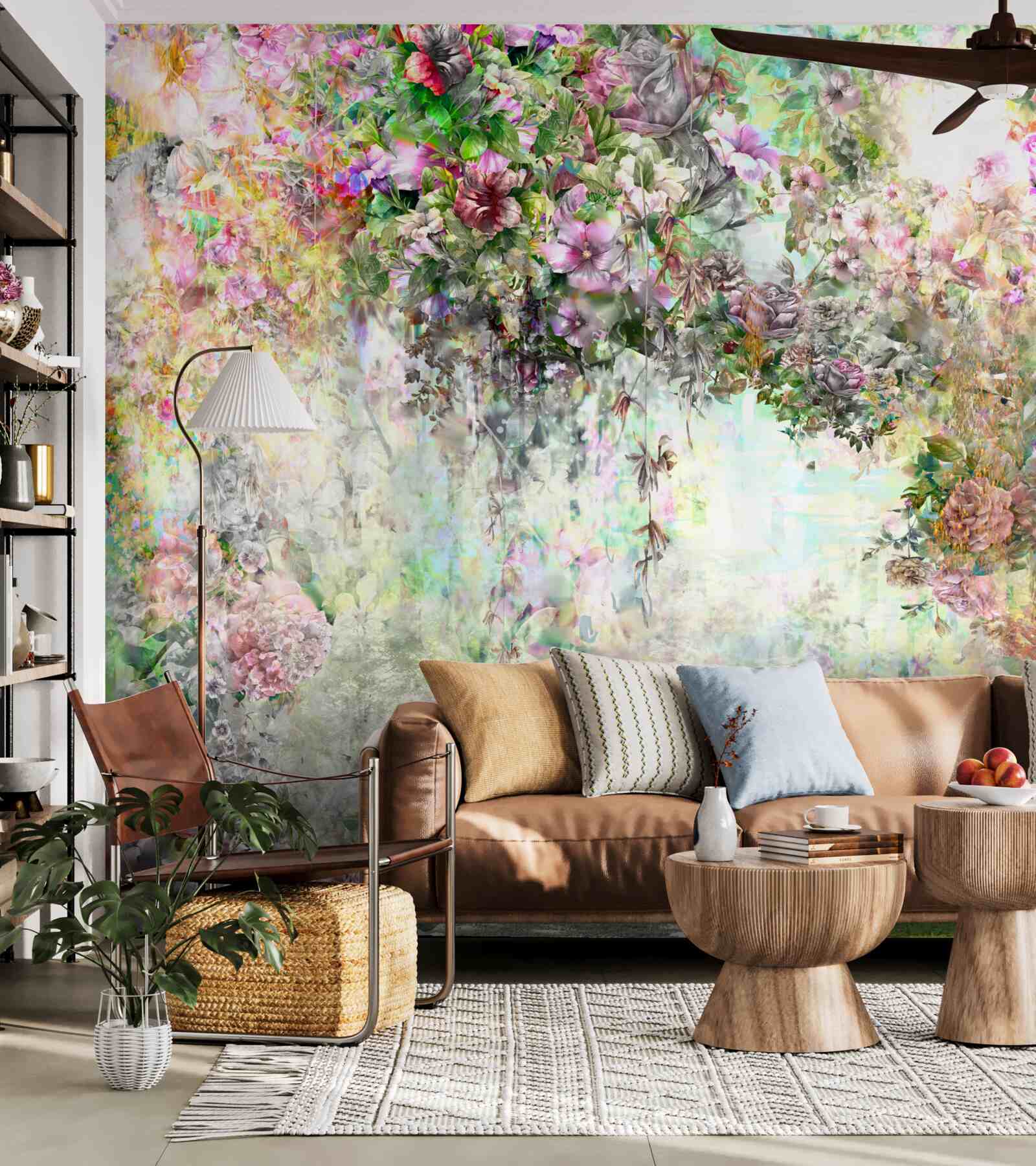 Fototapet drum pitoresc de vară presărat cu flori în pădure