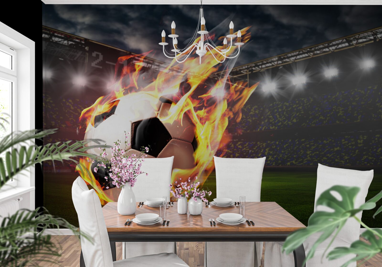 Fototapet fotbal în flăcări