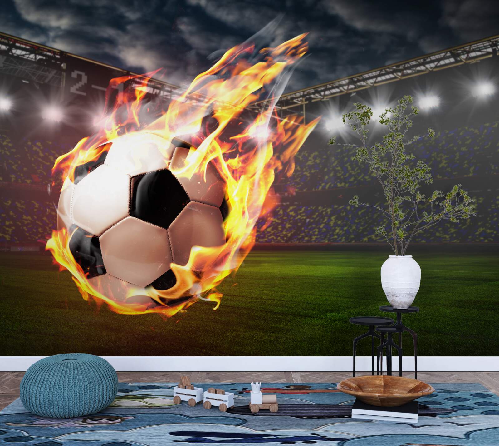 Fototapet fotbal în flăcări
