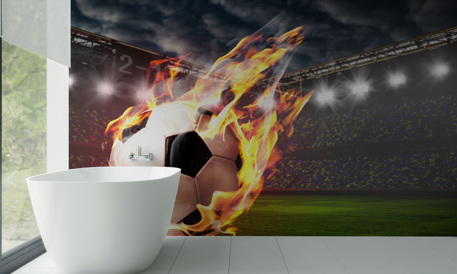 Fototapet fotbal în flăcări