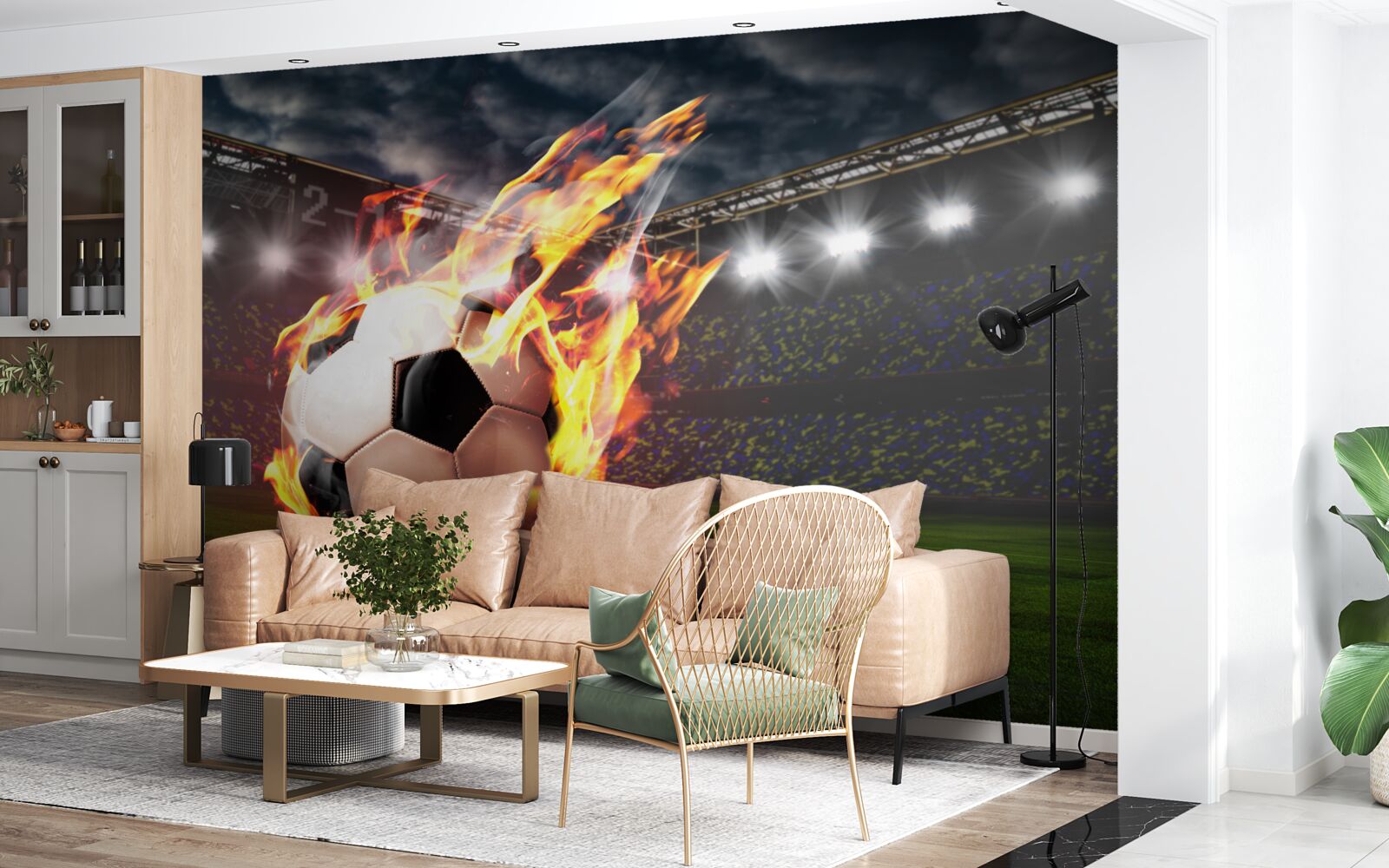 Fototapet fotbal în flăcări