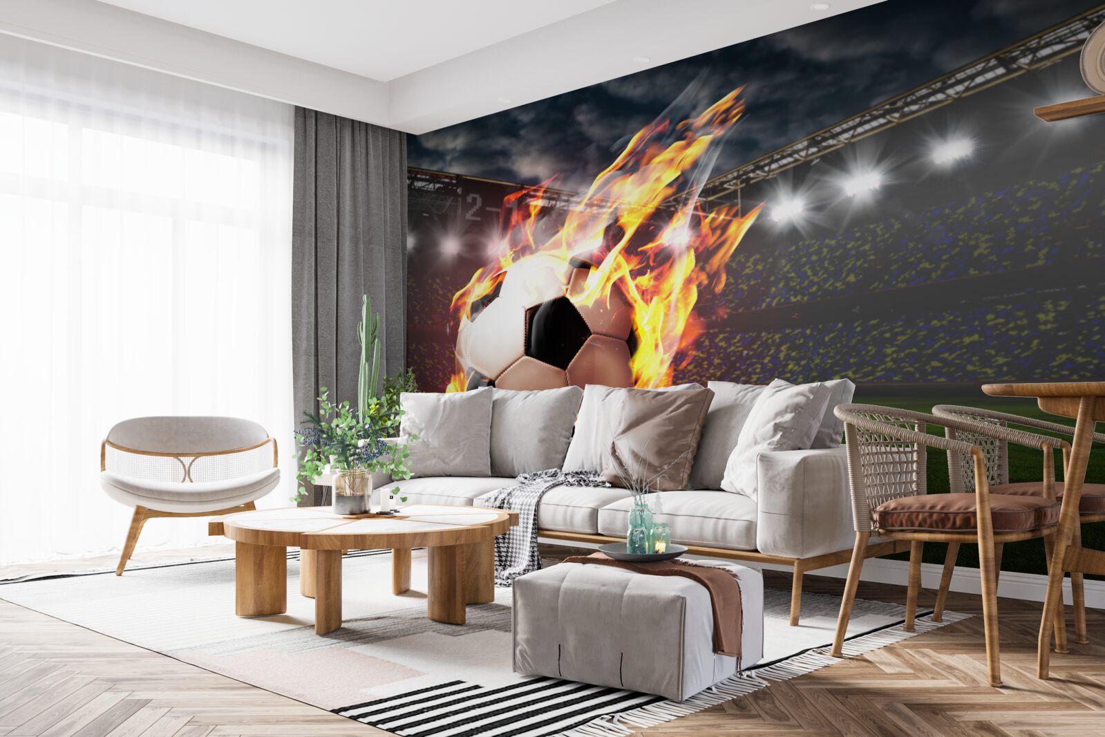 Fototapet fotbal în flăcări