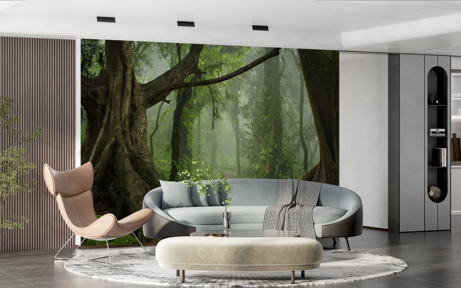 Fototapet cărare mistică înconjurată de o pădure luxuriantă