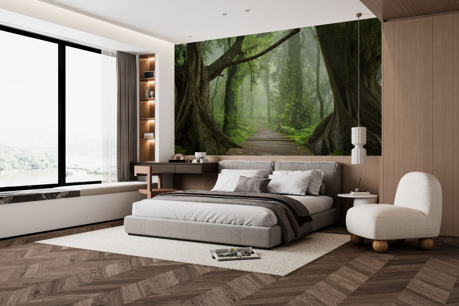 Fototapet cărare mistică înconjurată de o pădure luxuriantă