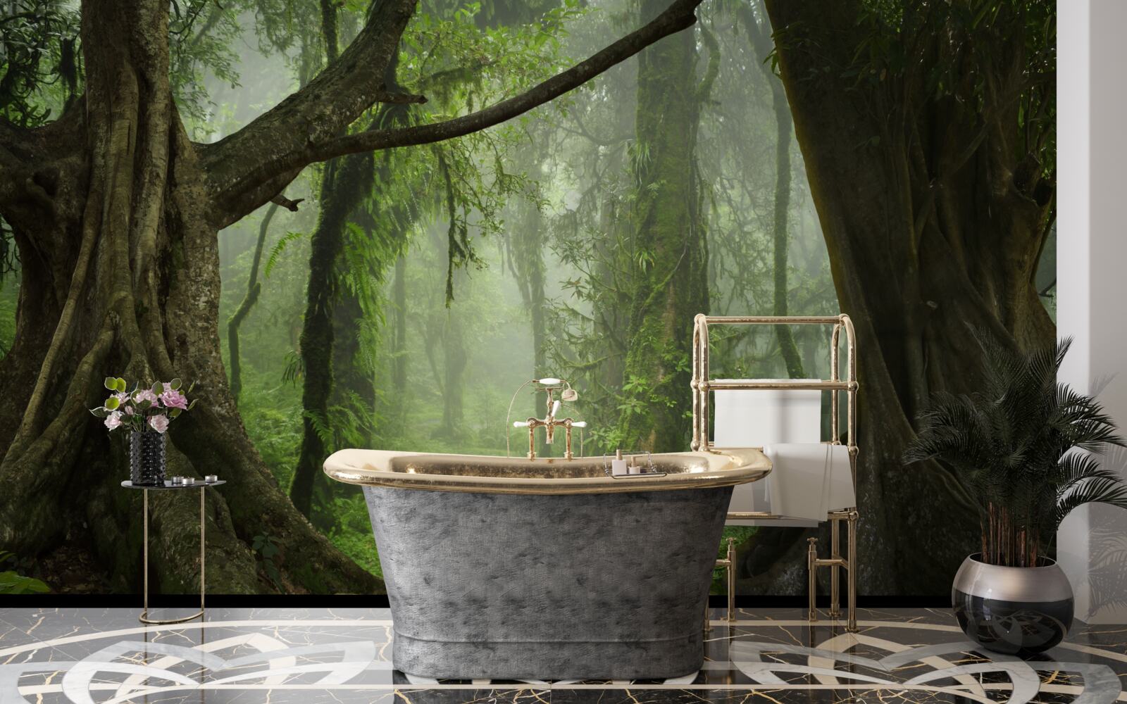 Fototapet cărare mistică înconjurată de o pădure luxuriantă