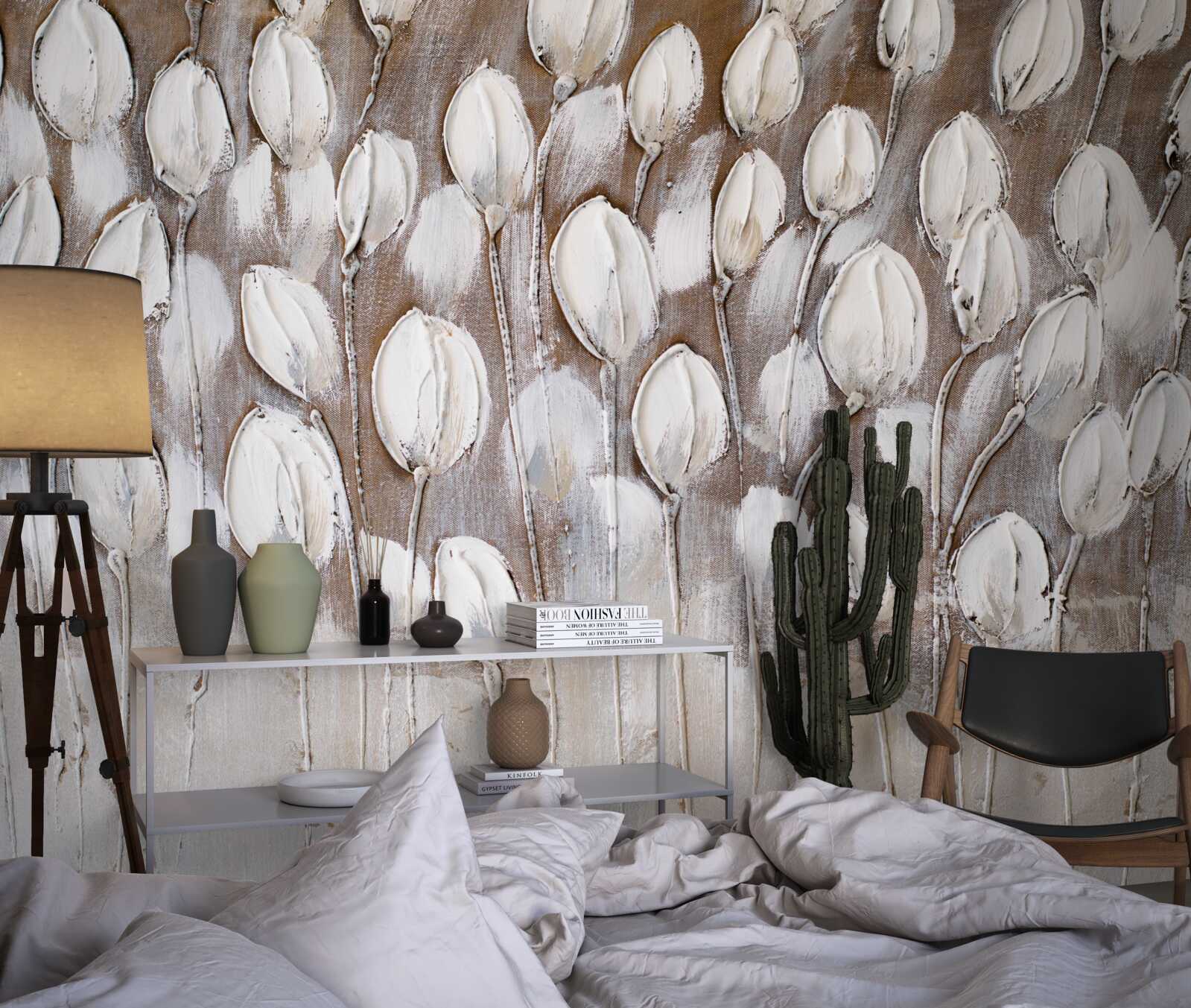 Fototapet lalelele albe de pe câmp nu s-au deschis încă