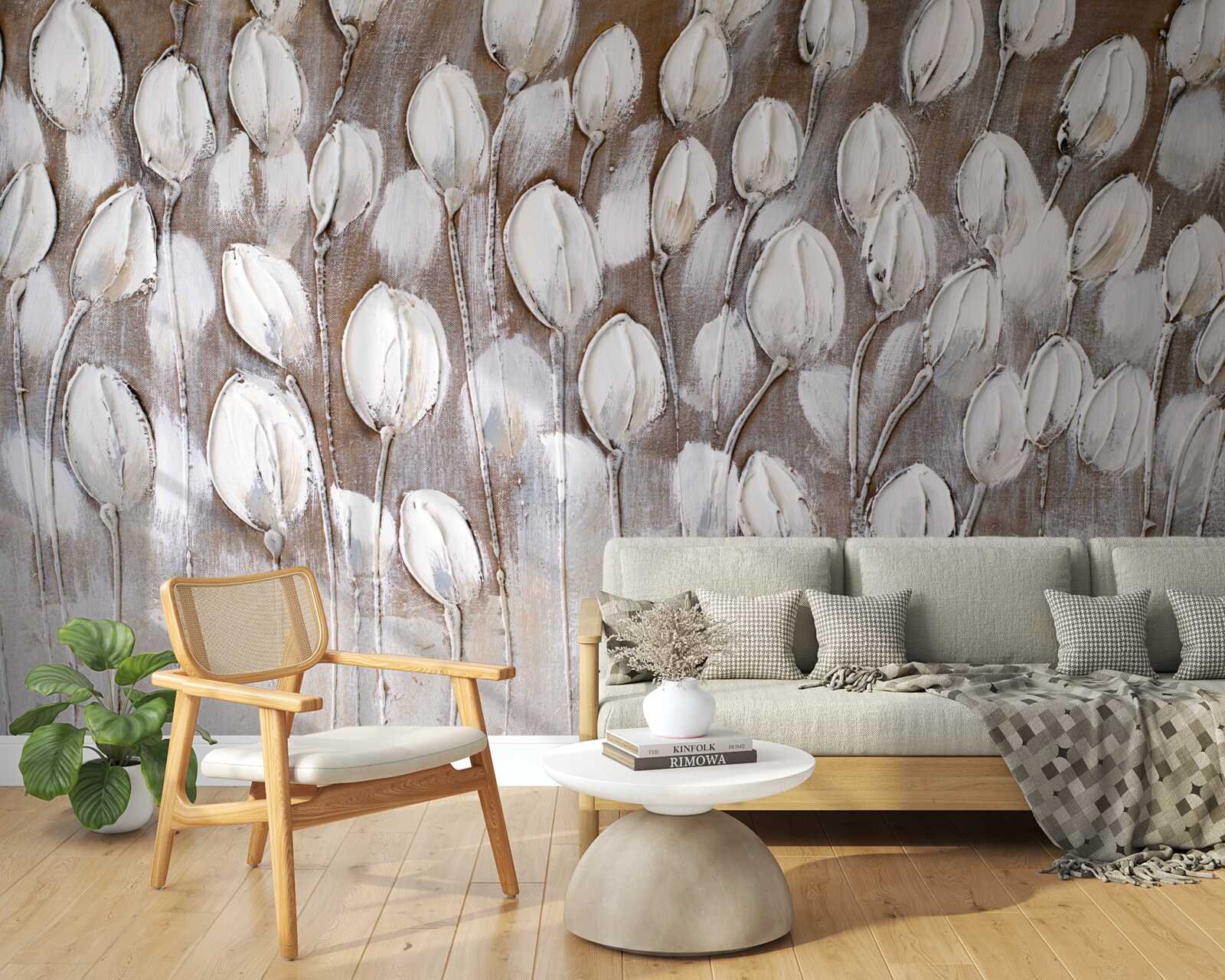 Fototapet lalelele albe de pe câmp nu s-au deschis încă