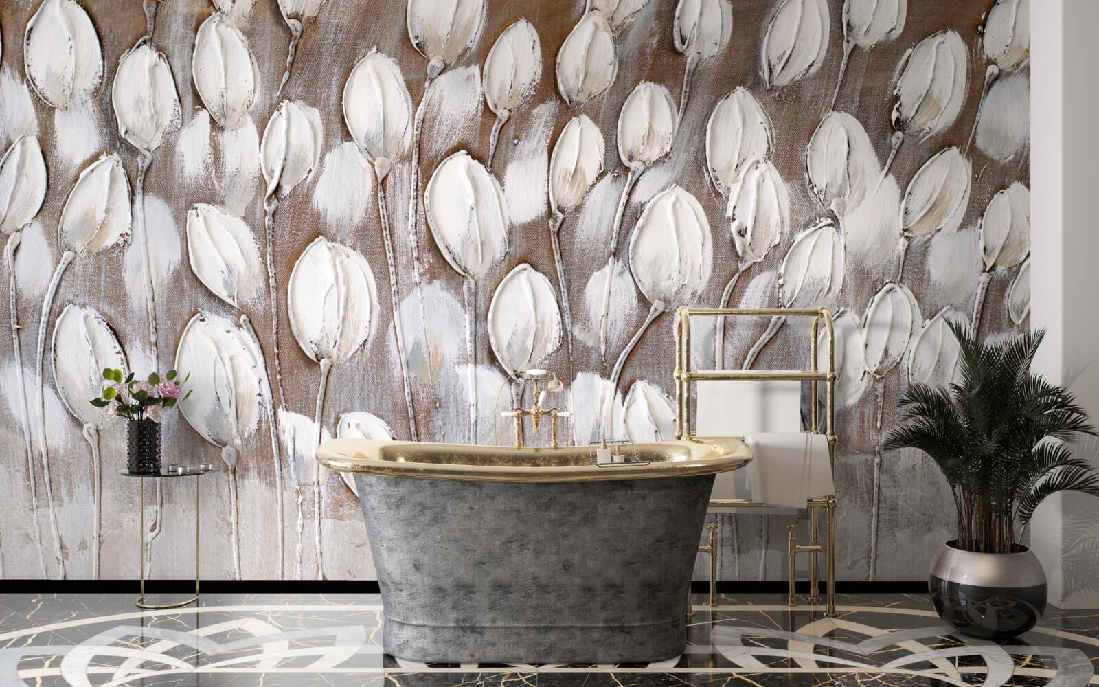 Fototapet lalelele albe de pe câmp nu s-au deschis încă