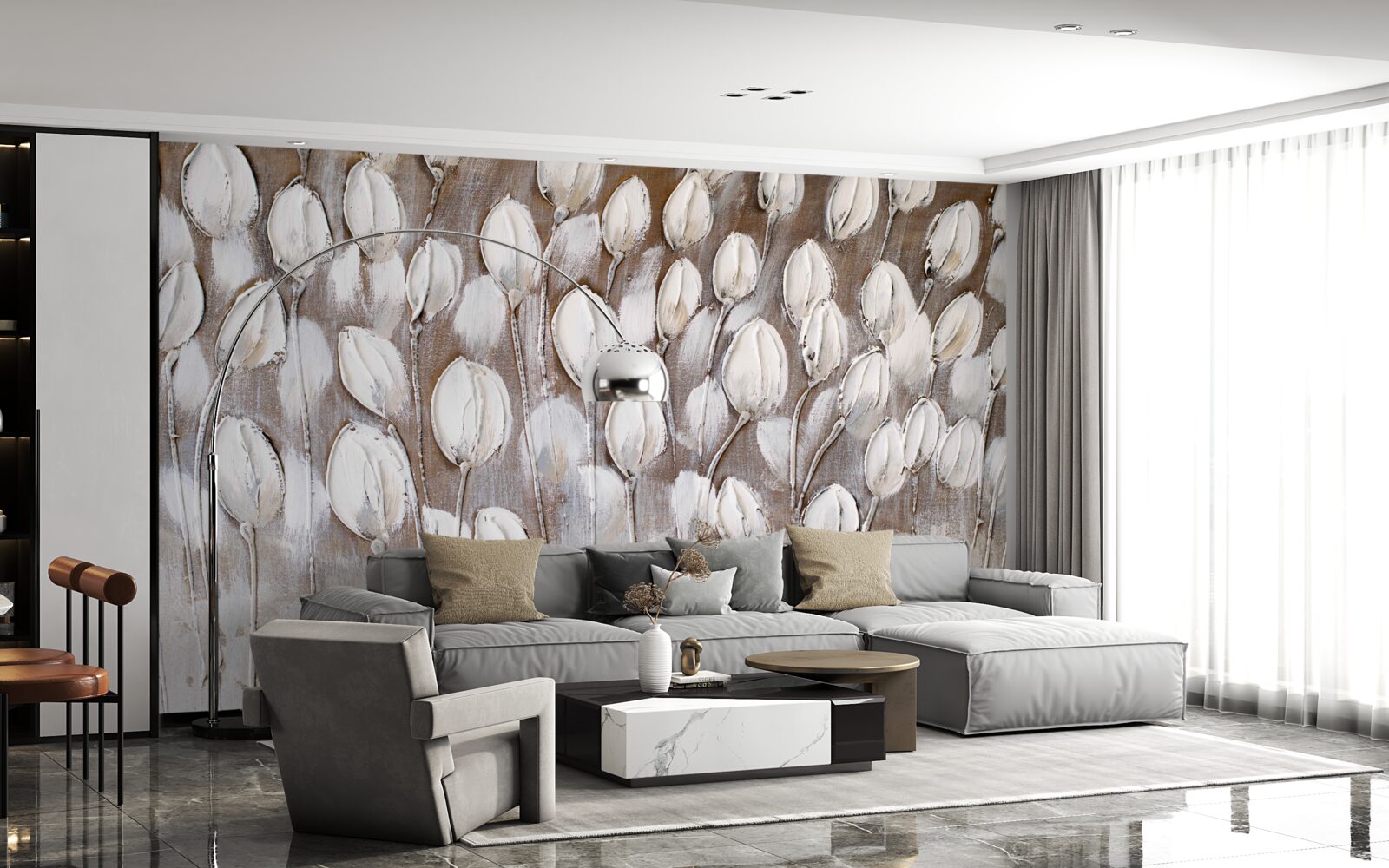 Fototapet lalelele albe de pe câmp nu s-au deschis încă