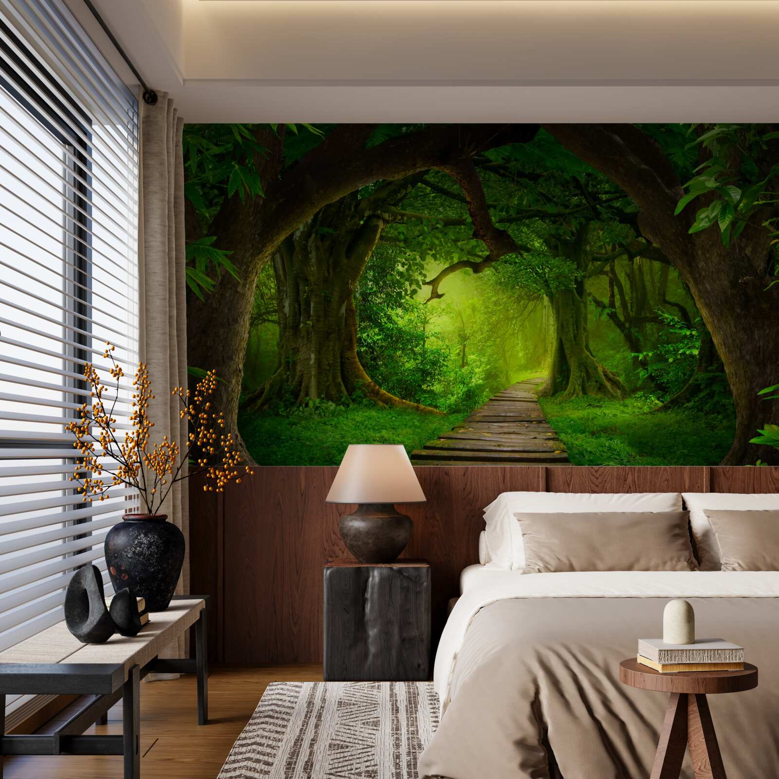 Fototapet cale liberă printre copacii pădurii străvechi