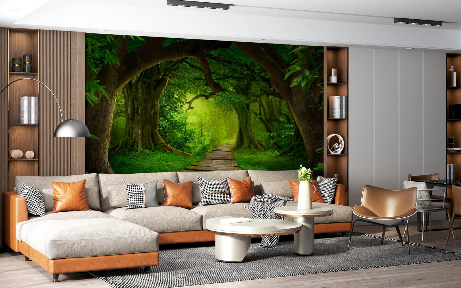 Fototapet cale liberă printre copacii pădurii străvechi