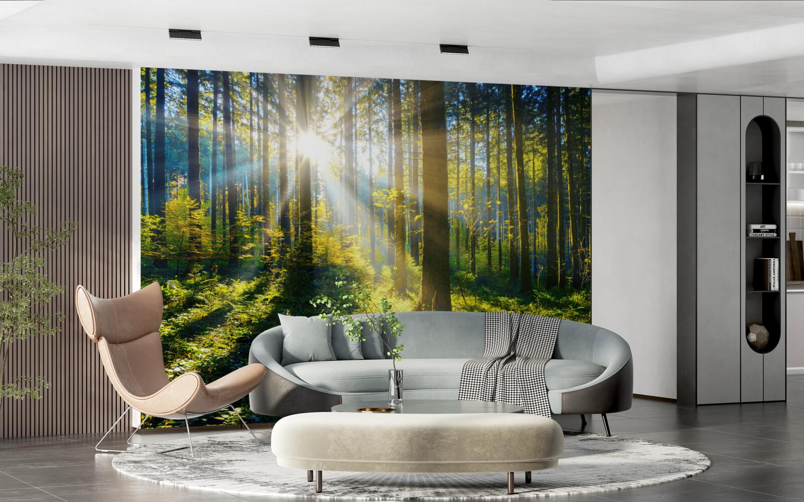 Fototapet lumina strălucitoare încălzește un tufiș întunecat