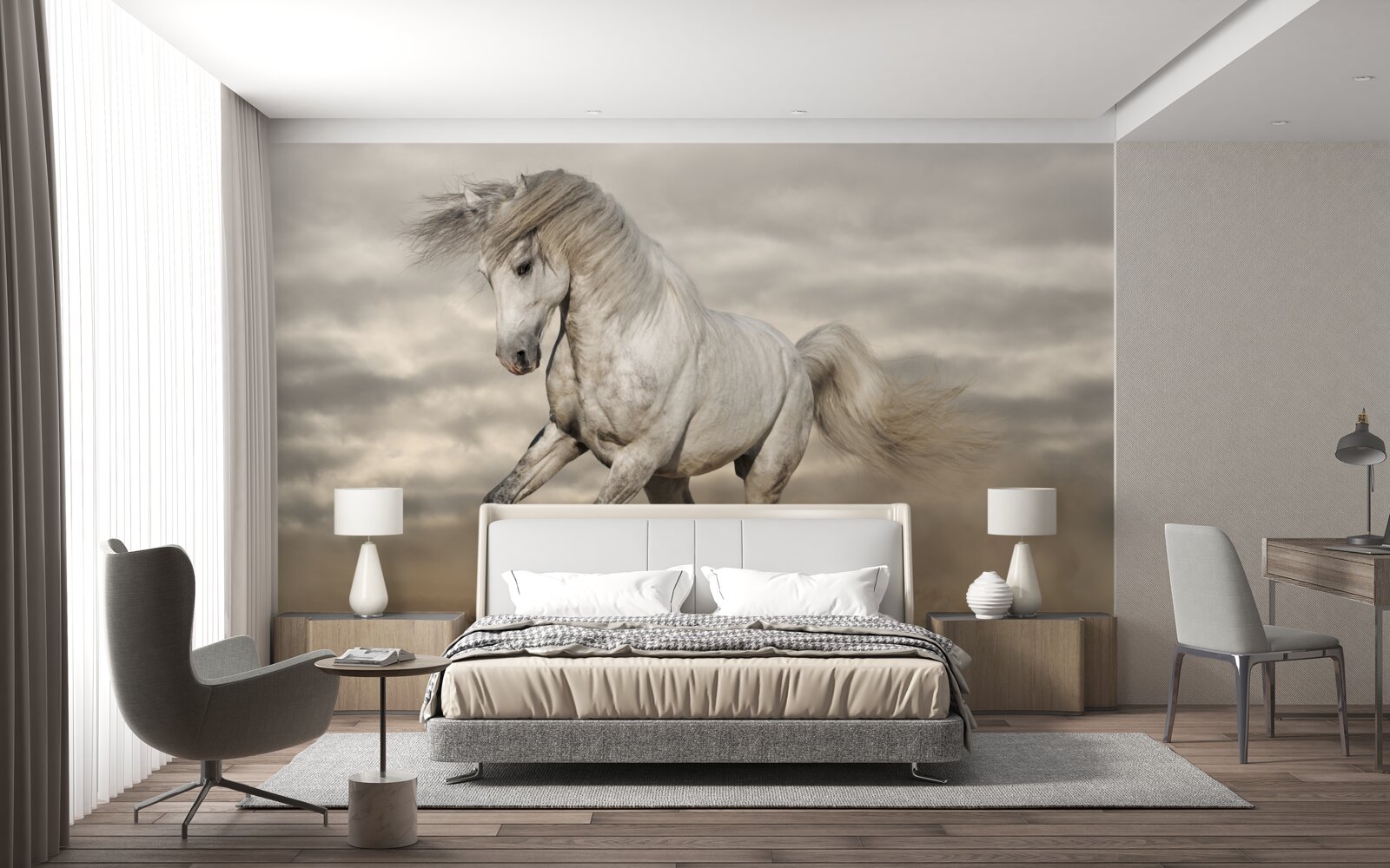 Fototapet cursa se oprește la calul alb