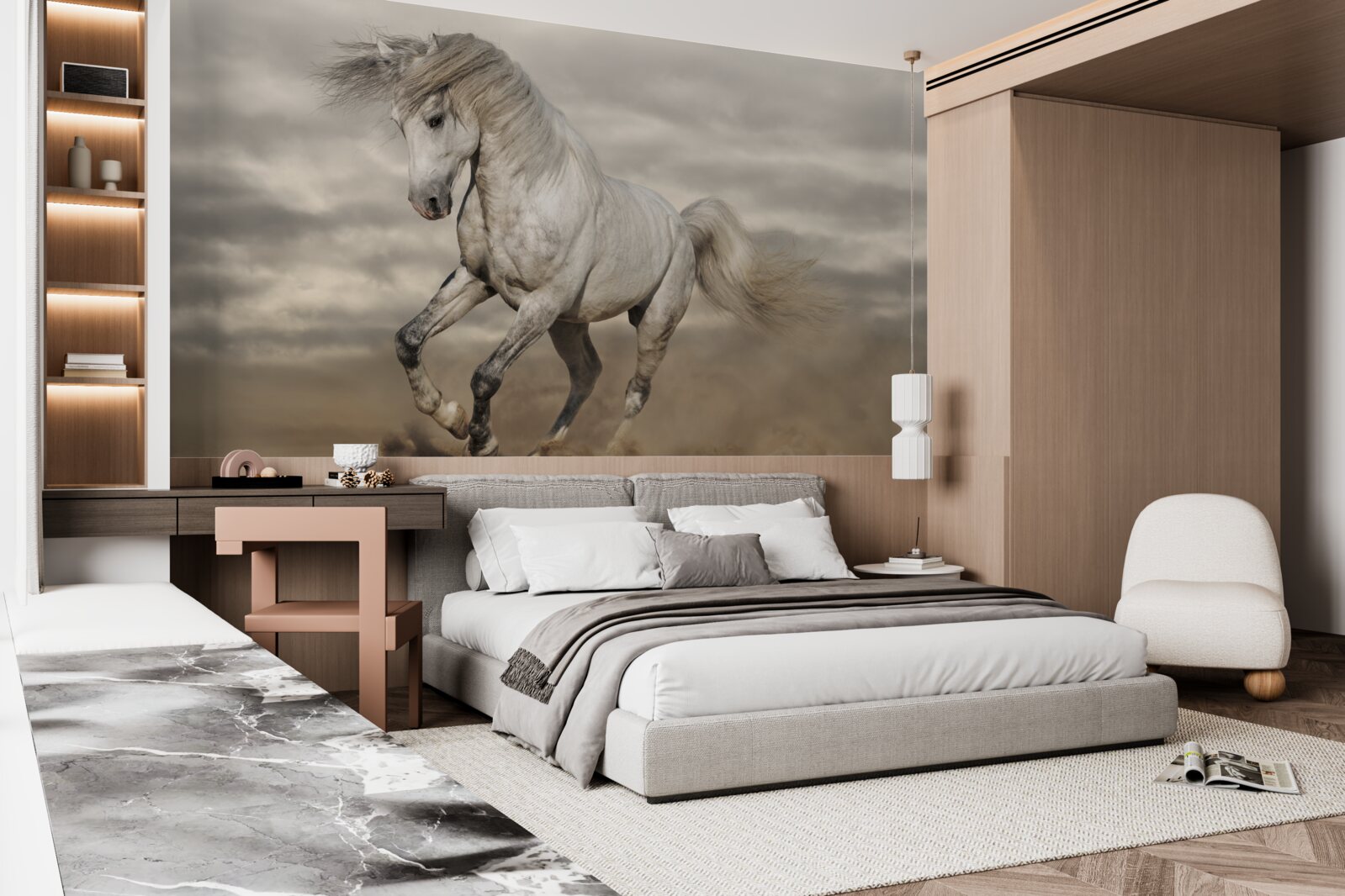 Fototapet cursa se oprește la calul alb