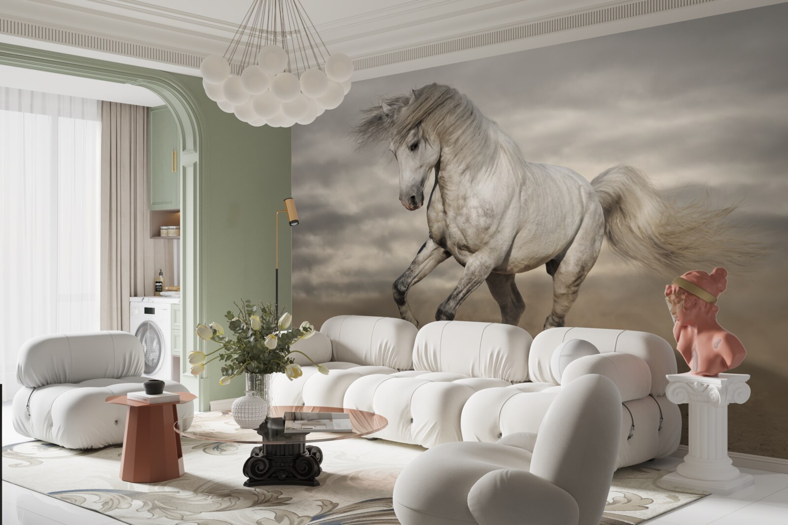 Fototapet cursa se oprește la calul alb