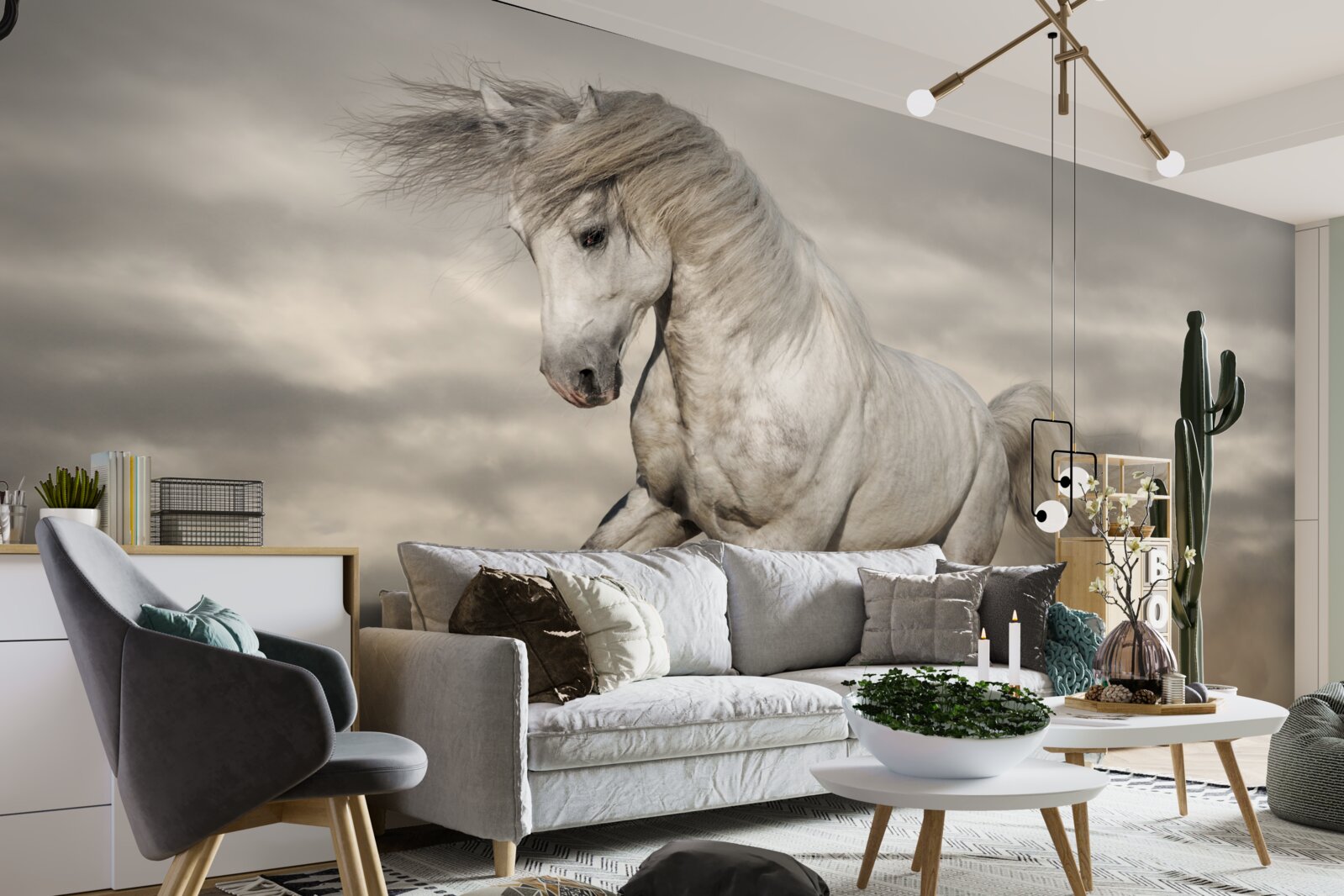 Fototapet cursa se oprește la calul alb