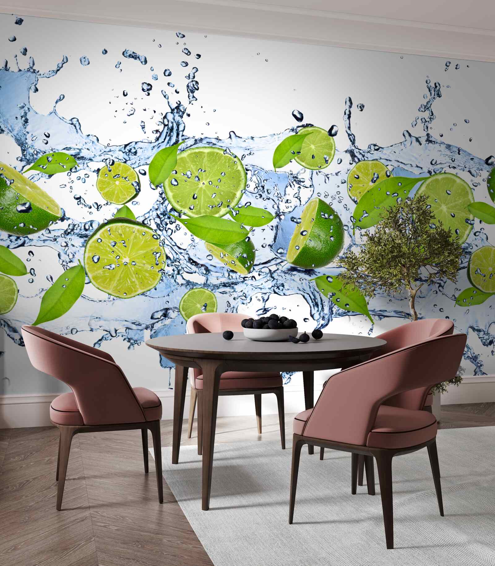 Fototapet lime tăiate felii și înmuiate în apă