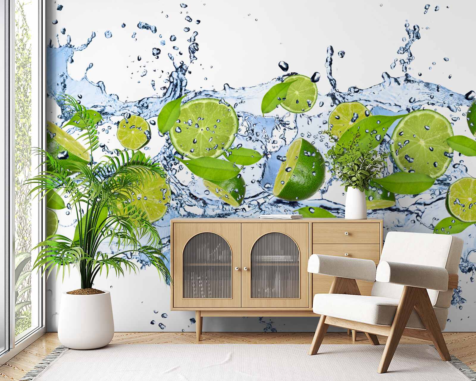 Fototapet lime tăiate felii și înmuiate în apă