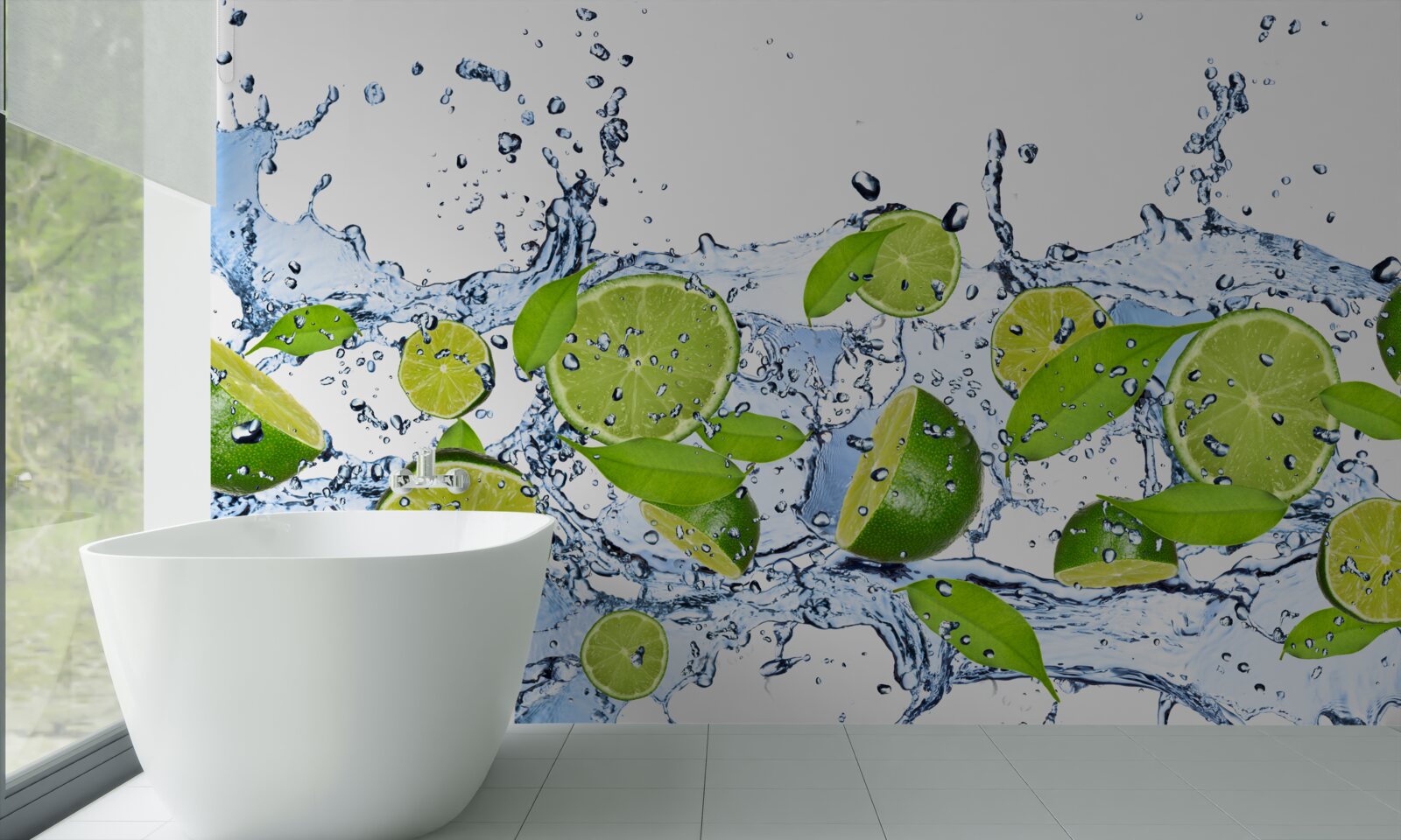Fototapet lime tăiate felii și înmuiate în apă
