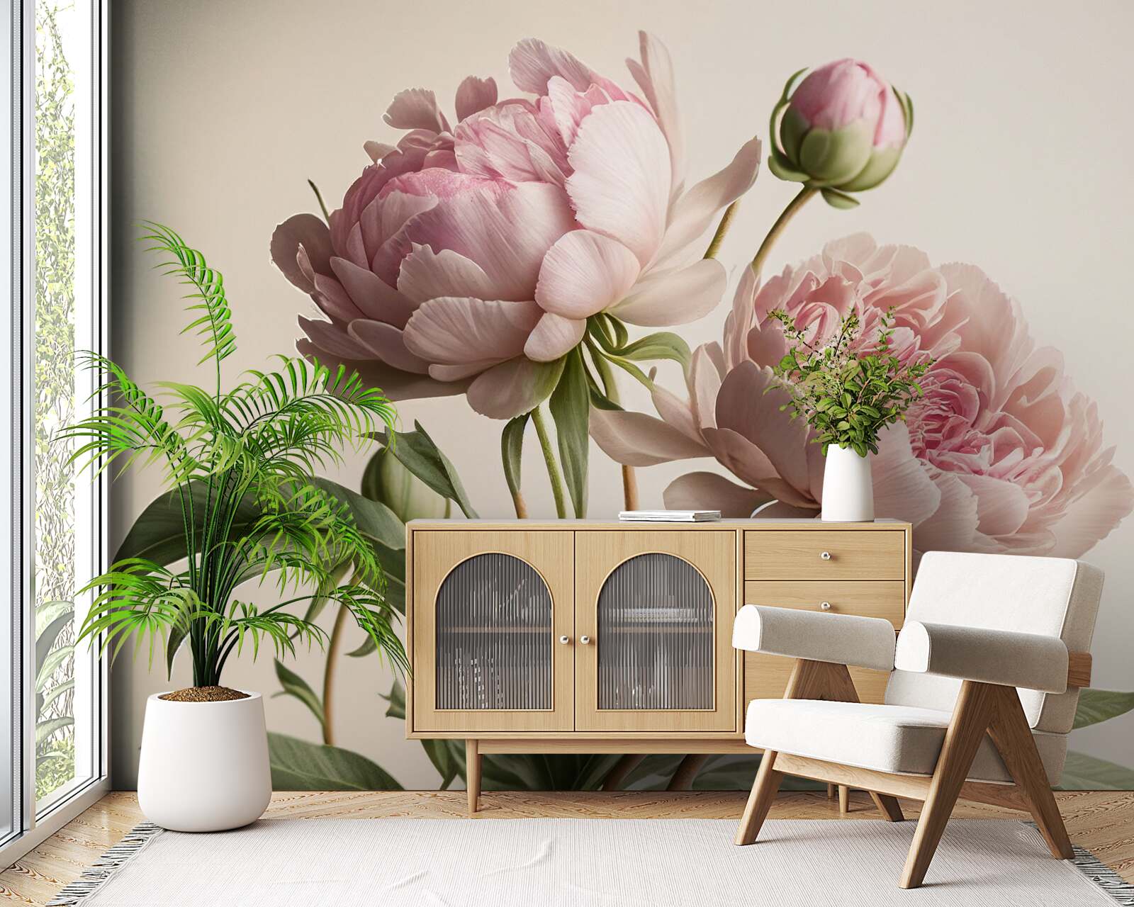 Fototapet set de bujori strălucitori