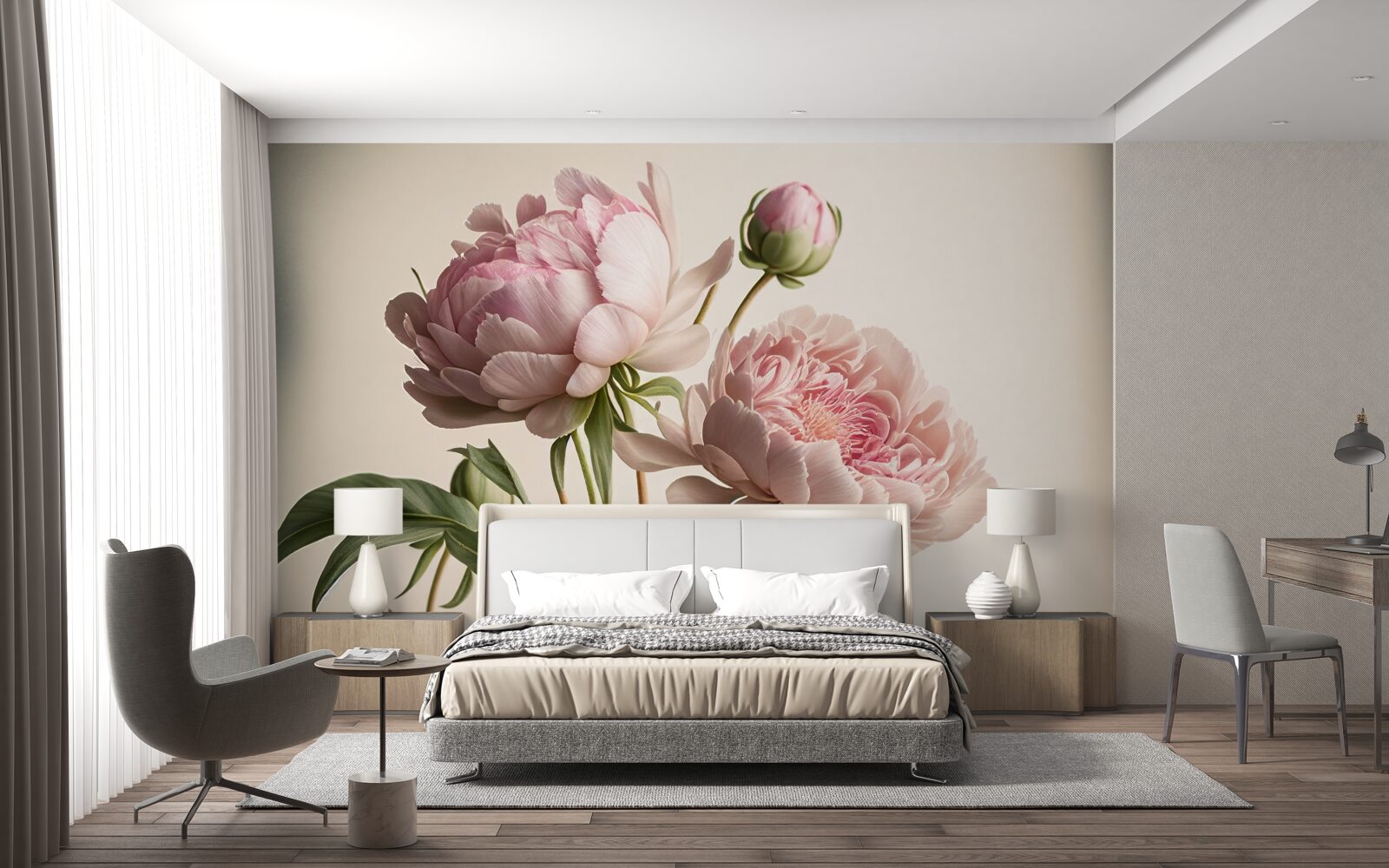 Fototapet set de bujori strălucitori