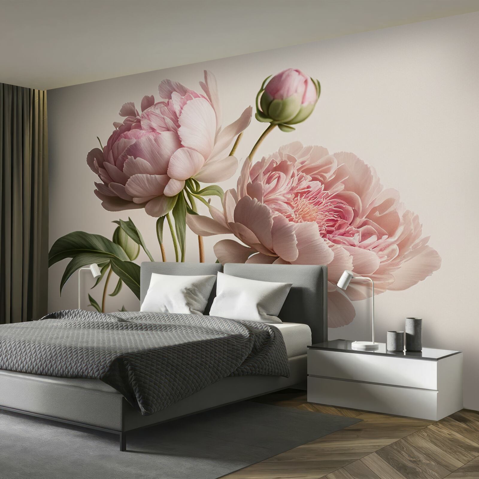 Fototapet set de bujori strălucitori