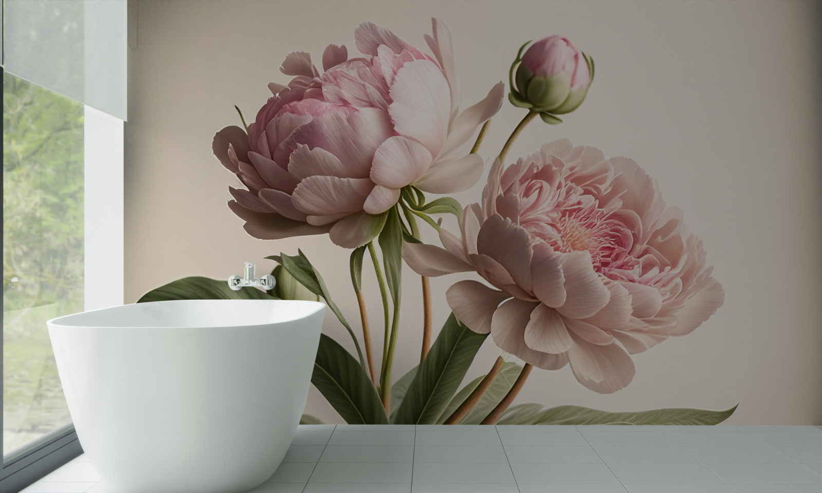 Fototapet set de bujori strălucitori