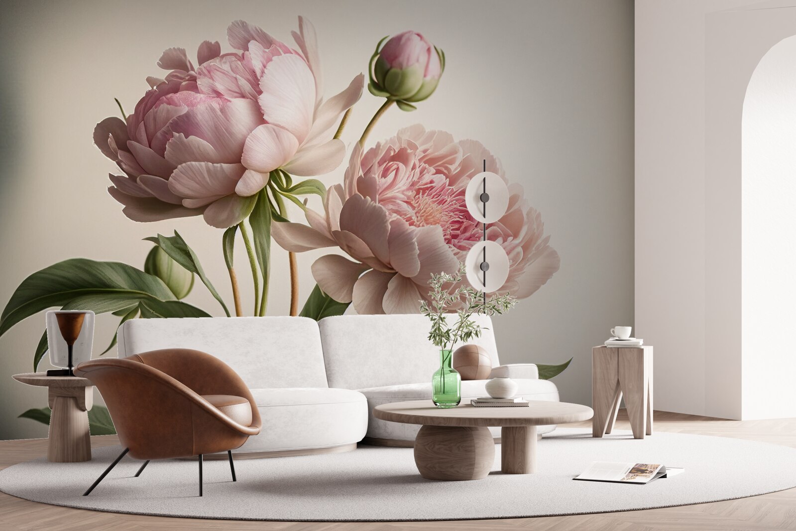 Fototapet set de bujori strălucitori