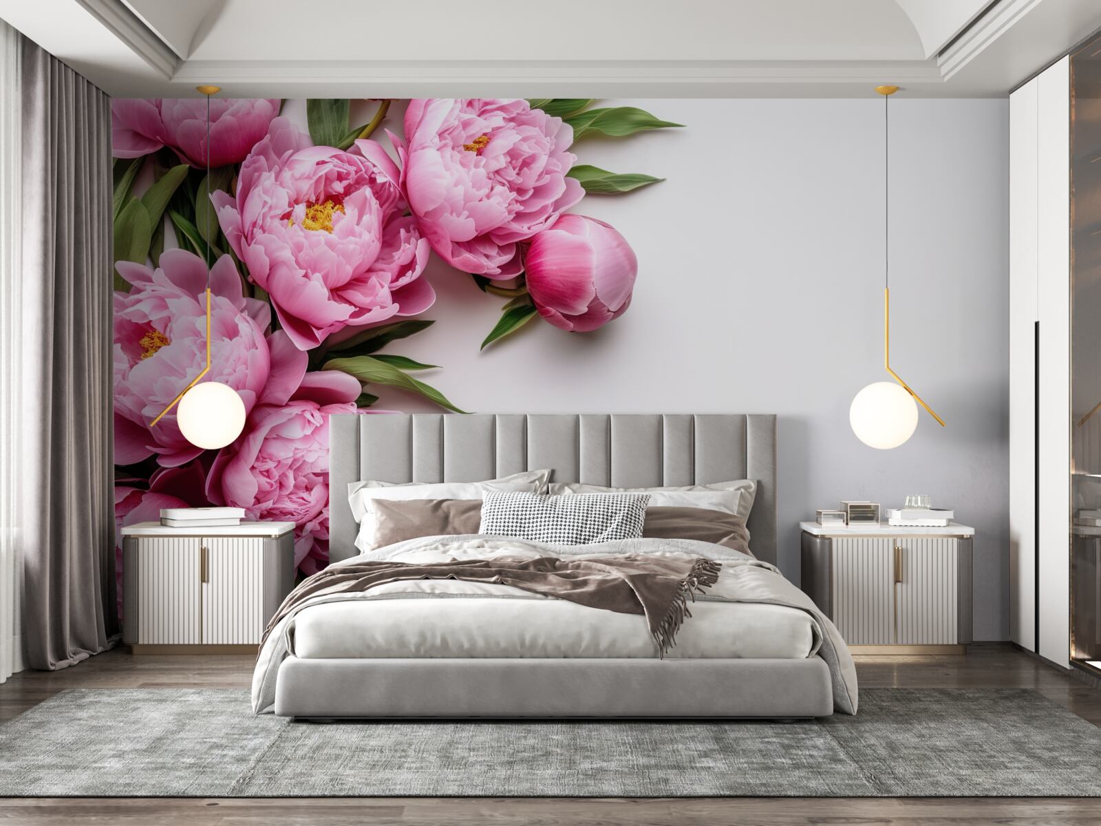 Fototapet inflorescențe mari de bujori roz