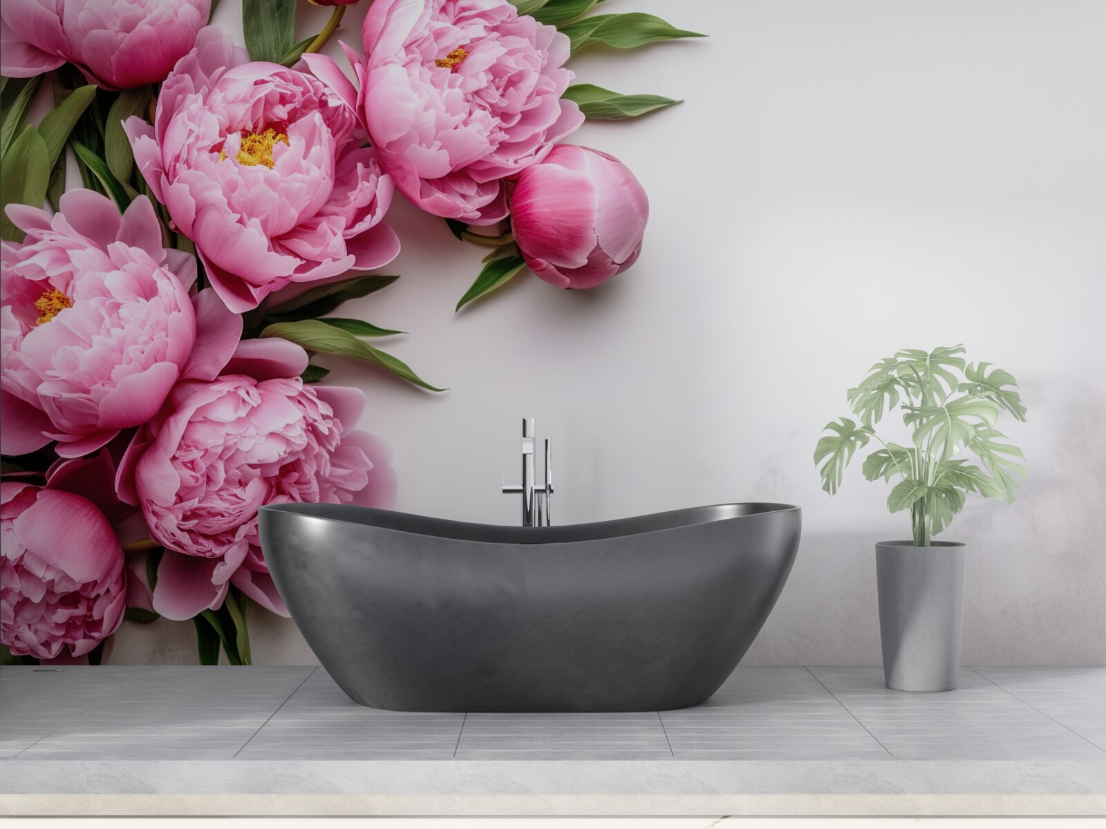 Fototapet inflorescențe mari de bujori roz