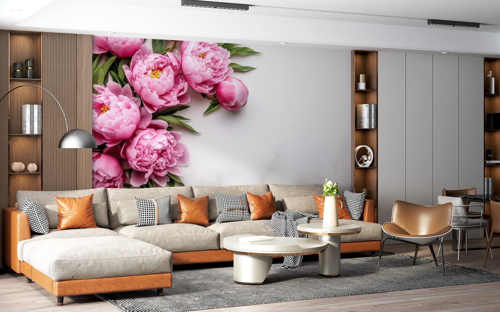 Fototapet inflorescențe mari de bujori roz