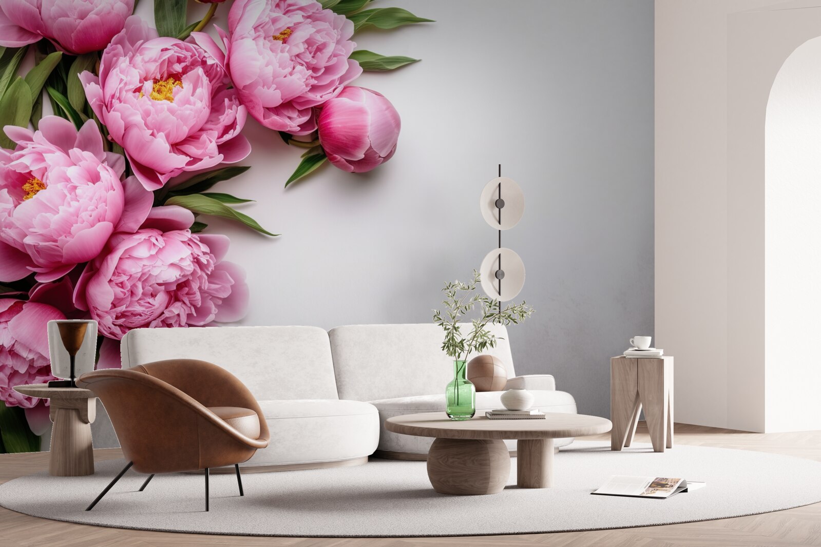 Fototapet inflorescențe mari de bujori roz