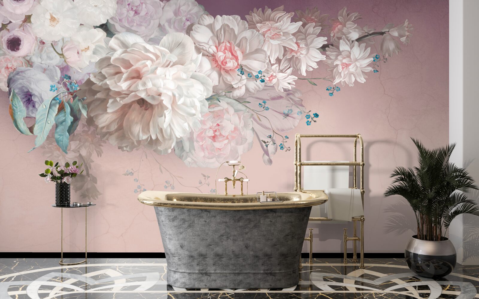 Fototapet pe o ramură se dezvoltă muguri delicați, ușori