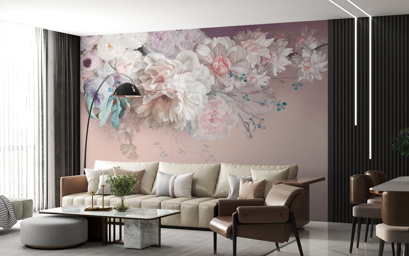 Fototapet pe o ramură se dezvoltă muguri delicați, ușori