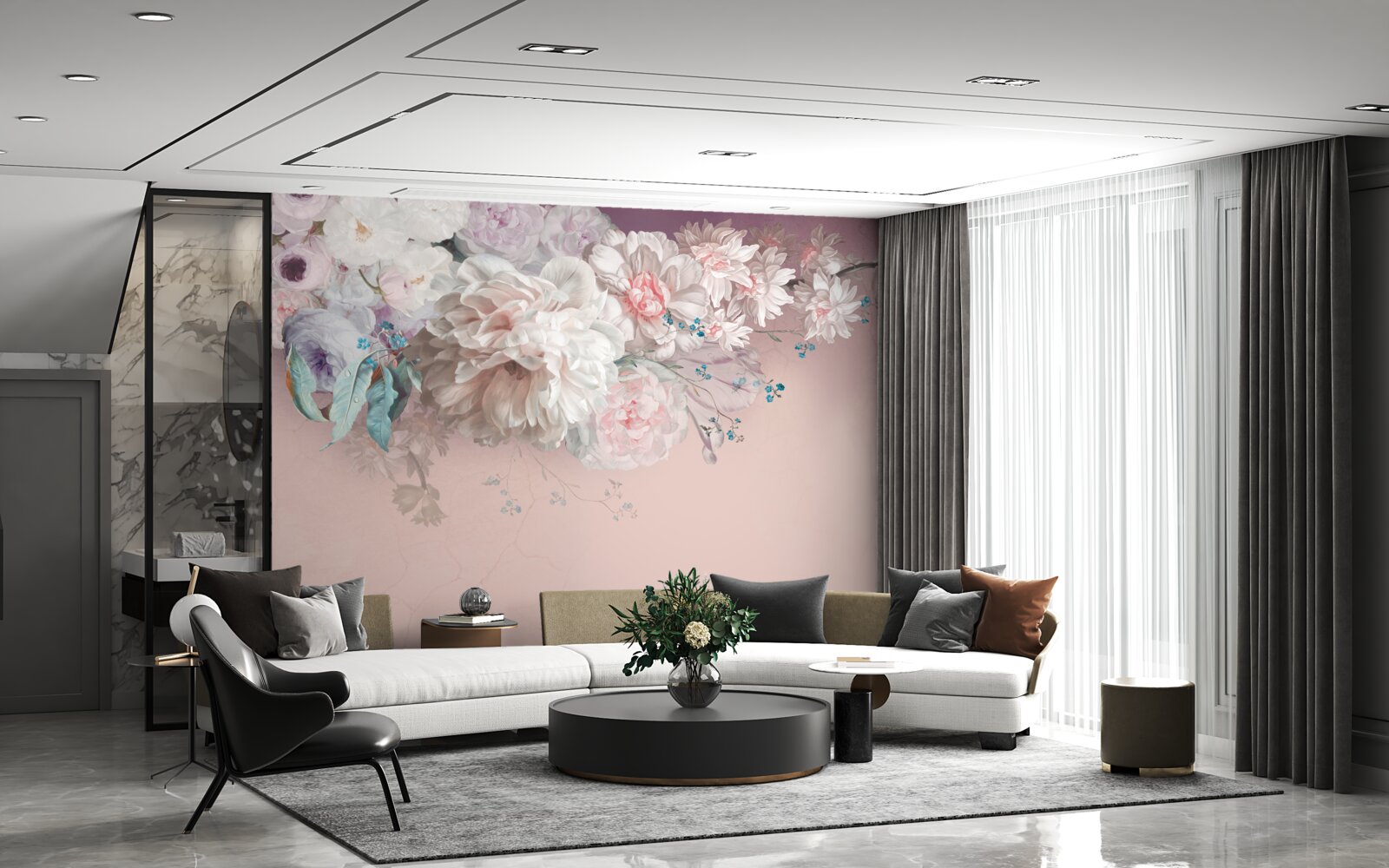 Fototapet pe o ramură se dezvoltă muguri delicați, ușori