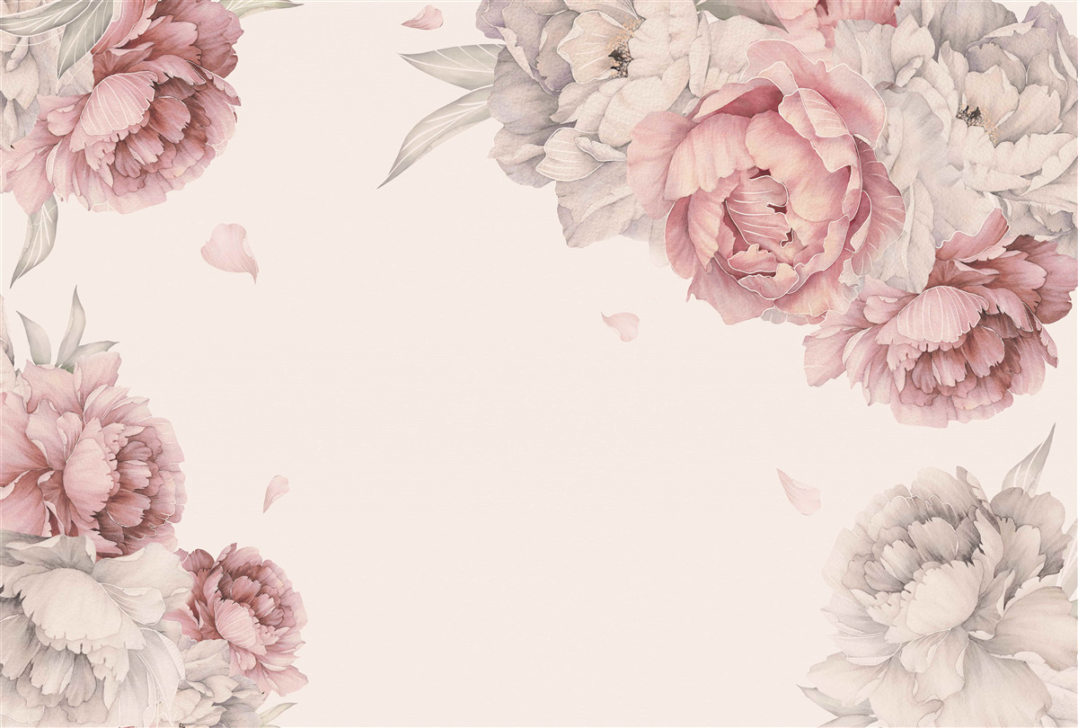 Fototapet ramuri mari de bujori roz