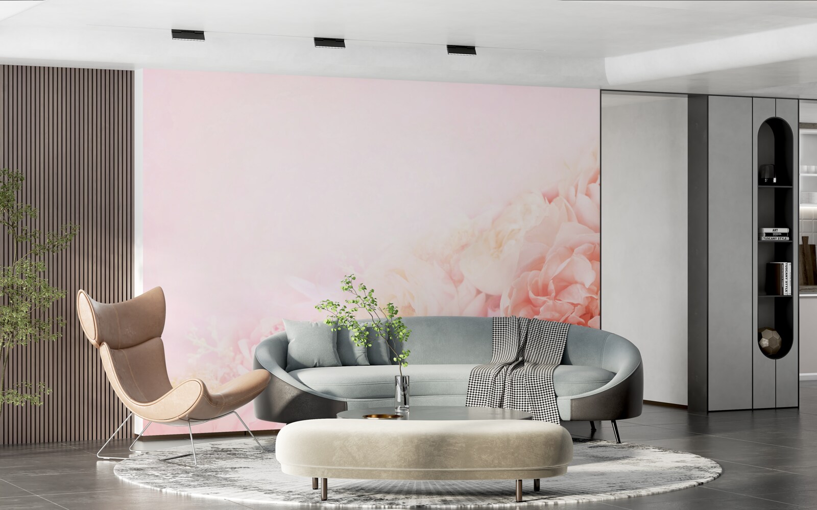 Fototapet flori roz subțiri