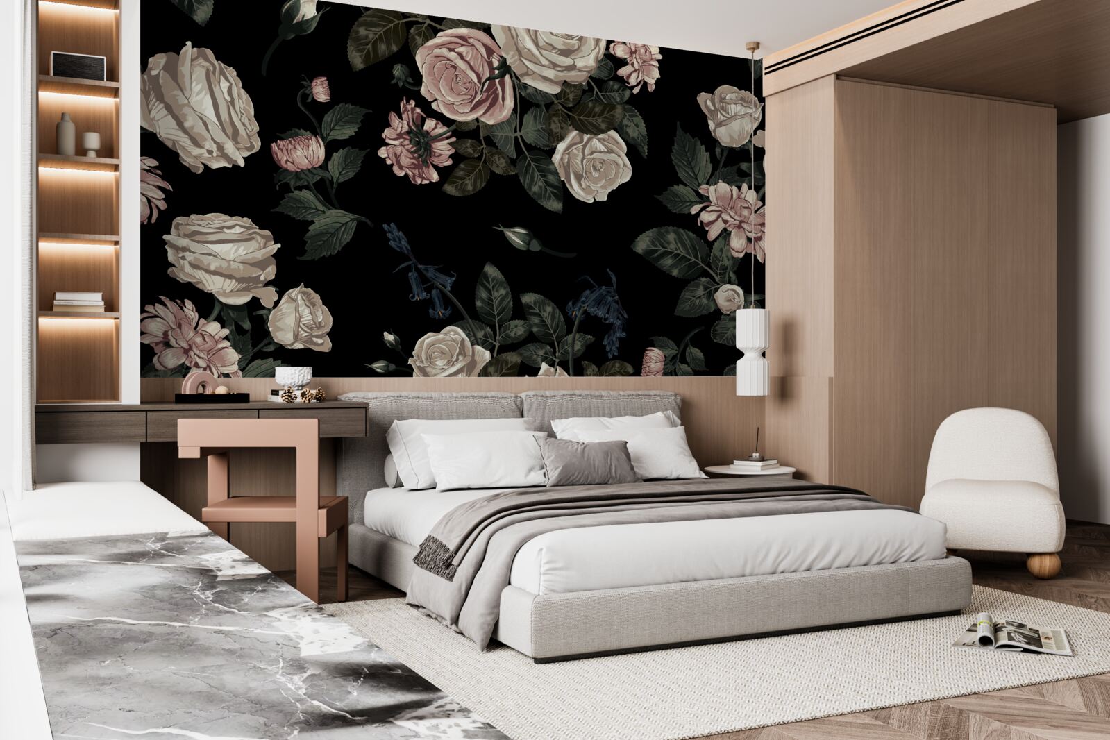 Fototapet mugurii luminoși contrastează cu fundalul întunecat